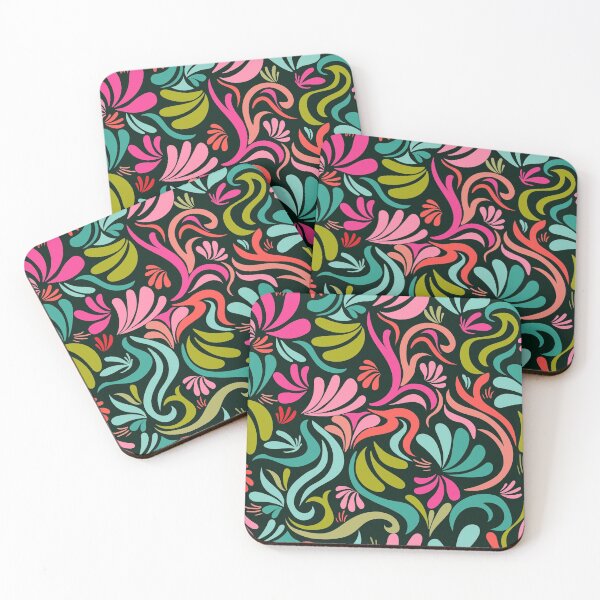 Item preview, Fun colorful abstract doodle pattern black background designed and sold by SweetCoolVibes.