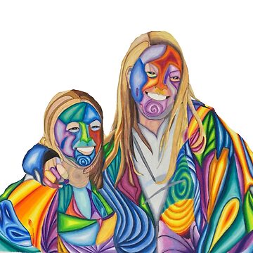 Artwork thumbnail, Fractured colorful portrait of two women by Pamwagg
