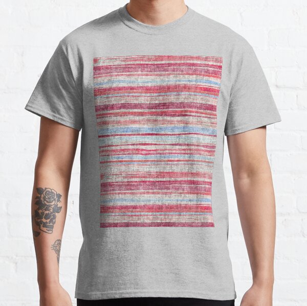 Shabby Chic Textured Stripes in Pink, Grey and Light Blue Classic T-Shirt