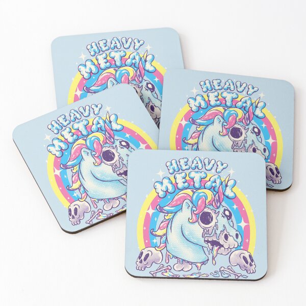 Item preview, Cute Heavy Metal Unicorn - Dead Unicorn Skull Death Thrash Doom Groove Metal Core Cat Hail Satan Cool Rad Parodia Humor Headbanger Girl Mom Dad Kid 80s 90s Rock Old Cartoon Art Carbón Pastel Colores designed and sold by Any Color Designs.