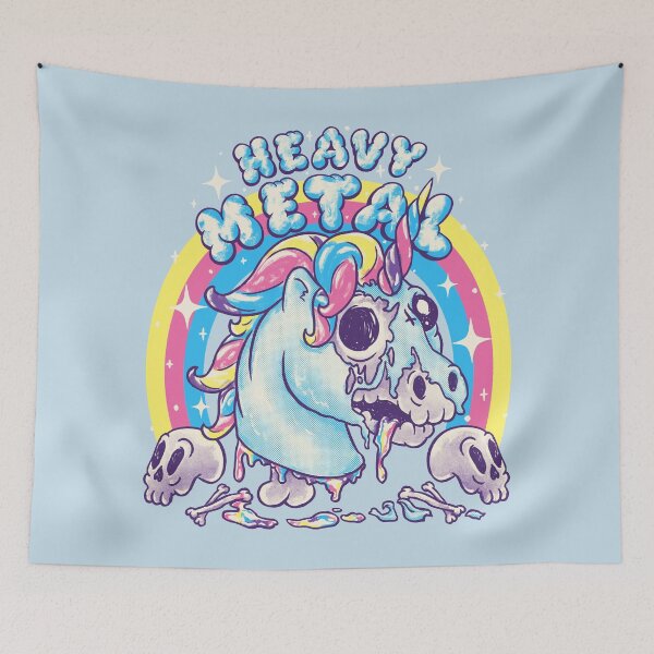 Item preview, Cute Heavy Metal Unicorn - Dead Unicorn Skull Death Thrash Doom Groove Metal Core Cat Hail Satan Cool Rad Parody Humour Headbanger Girl Mom Dad Kid 80s 90s Rock Old Cartoon Art Charcoal Pastel Colors designed and sold by Any Color Designs.