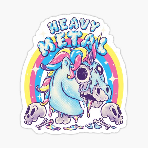 Artikel-Vorschau von Nettes Heavy Metal Einhorn - Totes Einhorn Schädel Tod Thrash Doom Groove Metall Kern Katze Hagel Satan Cool Rad Parodie Humor Headbanger Mädchen Mama Papa Kind 80er Jahre Rock Old Cartoon Art Charcoal Pastellfarben, designt und verkauft von Any Color Designs.
