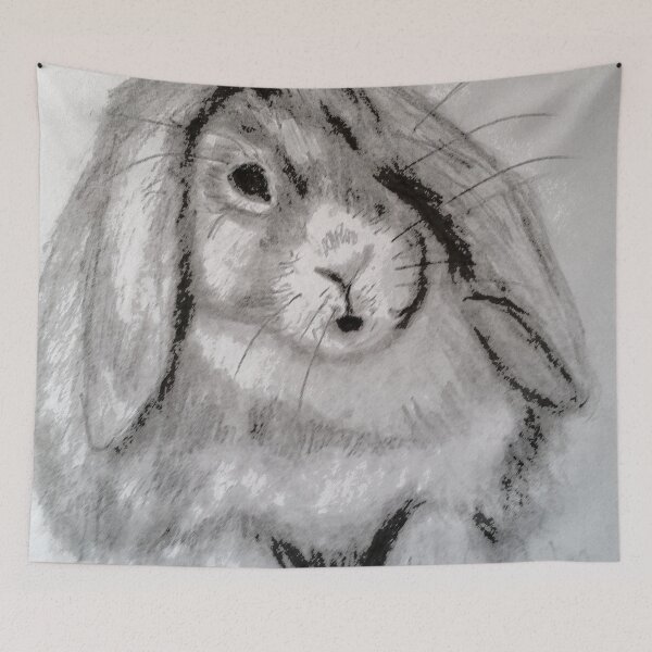 Item preview, Bunny rabbit drawing art suitable for Easter and Spring designed and sold by WorldOfWendyArt.