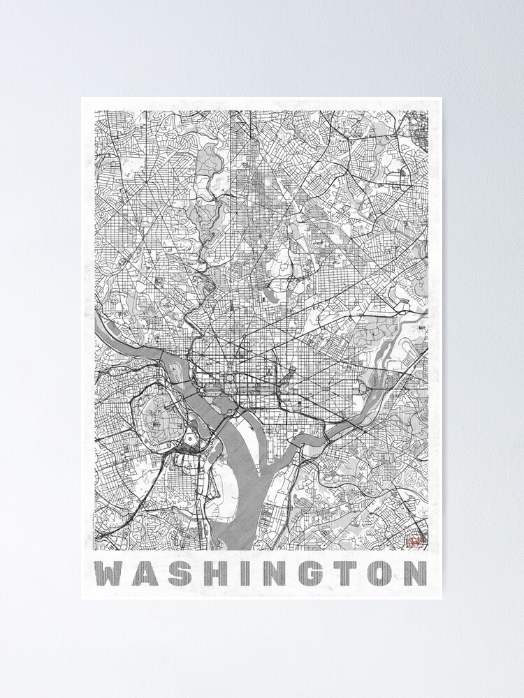 Alternate view of Washington Map Line Poster