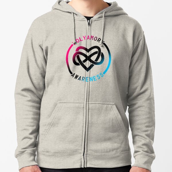 Polyamory Awareness Infinity Heart (red-black-blue) Zipped Hoodie
