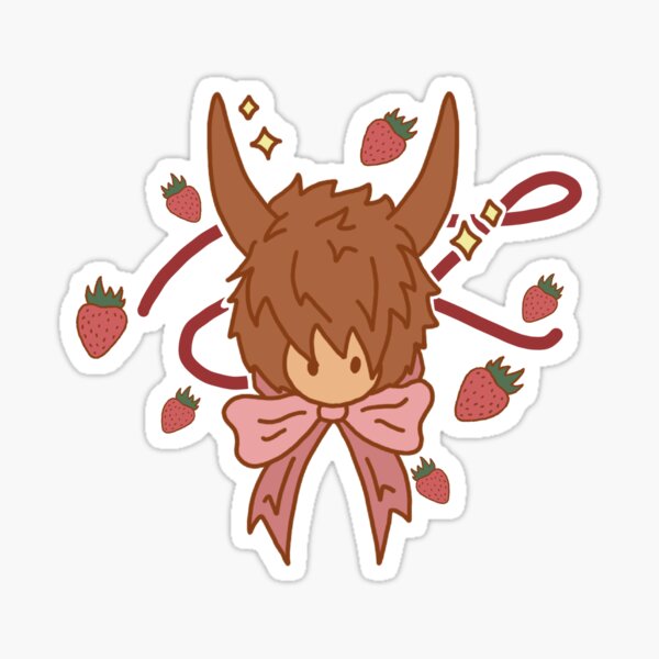 Strawberry Highland Cow Sticker