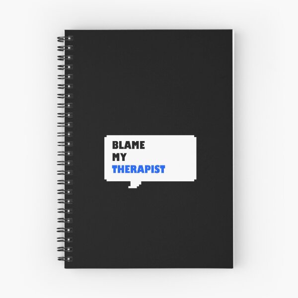 Item preview, Blame my therapist funny retro arcade style Black, Blue and White speech bubble (dark mode) designed and sold by Deegital18.