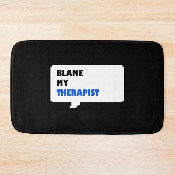 Item preview, Blame my therapist funny retro arcade style Black, Blue and White speech bubble (dark mode) designed and sold by Deegital18.