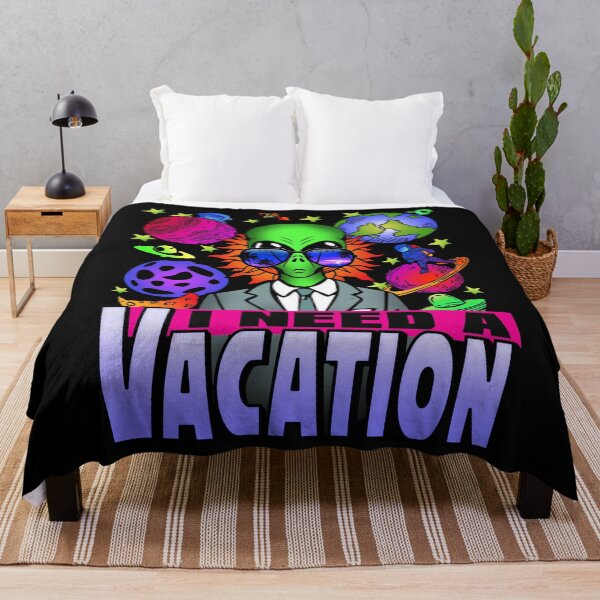 Item preview, I need a vacation! Trippy alien graphic & typo art meme designed and sold by Infdesigner.