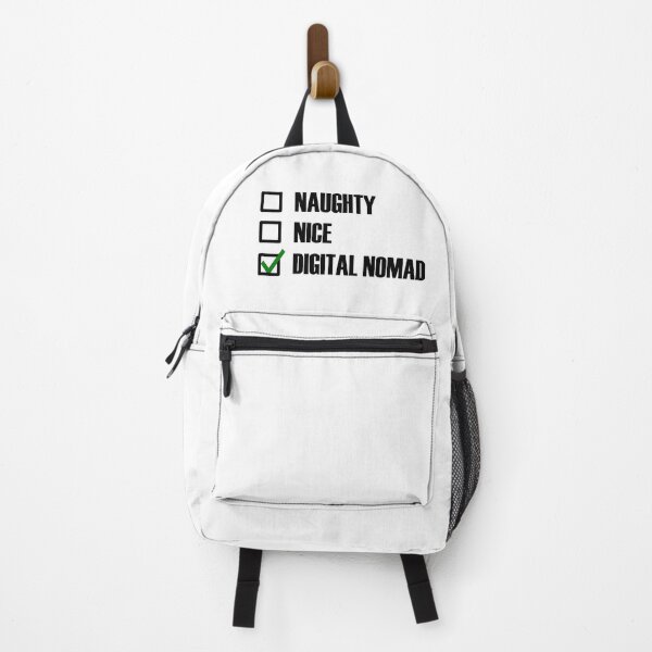 Item preview, Naughty Nice Digital Nomad Funny Nomadic lifestyle Green tick check box - Sleek white and black typography design designed and sold by Deegital18.