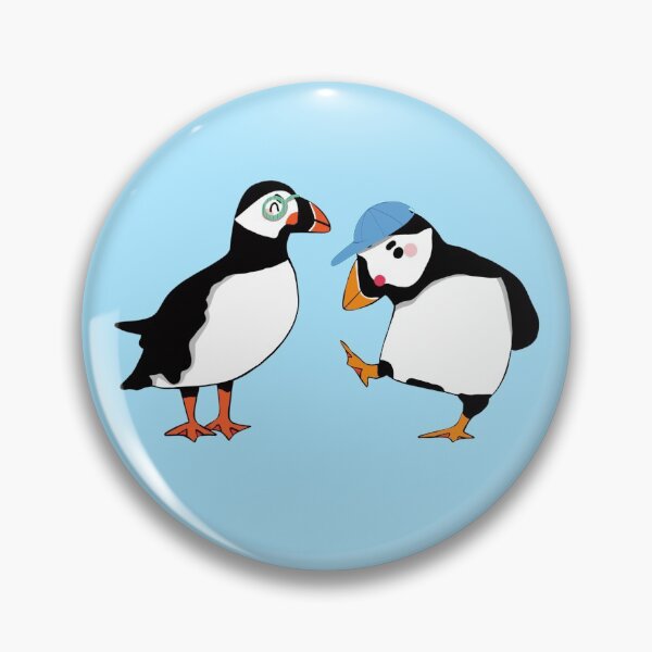 Item preview, Puffins - Cute Blue and Black Cartoon Birds Pattern designed and sold by TheRainbowRoom.