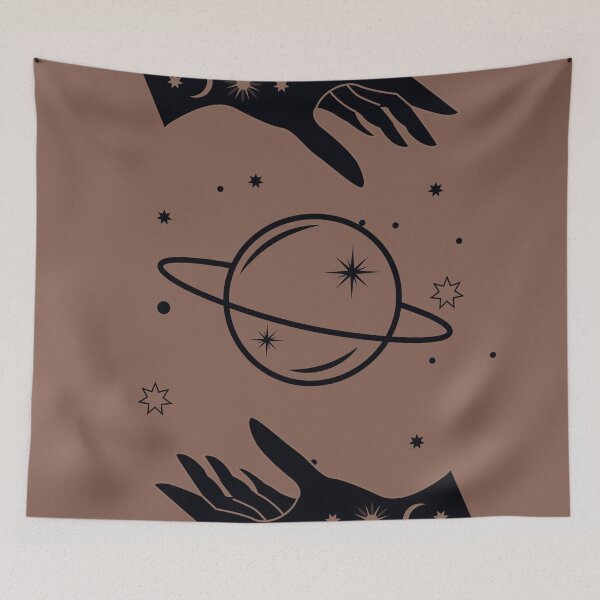 Item preview, Hand and planet, linear art designed and sold by lavalMedia.