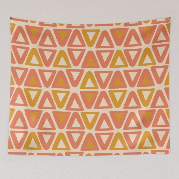 Item preview, Retro 60 - 70's fabric orange - mustard - cream - triangles - abstract designed and sold by domdjs4239.
