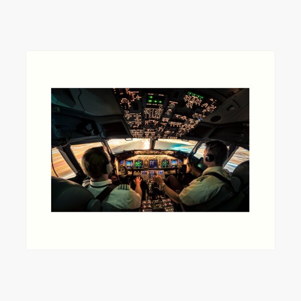 Night landing Amsterdam RWY 06 Art Print