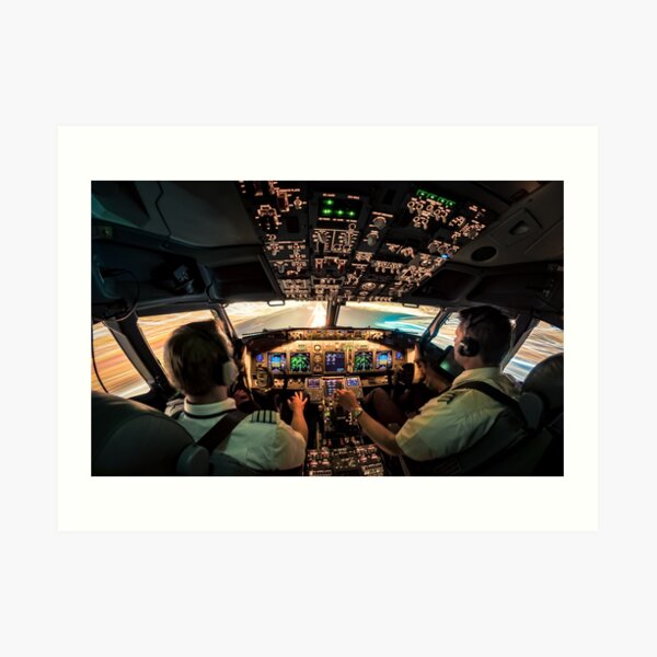 Night landing Amsterdam RWY 06 Art Print