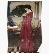 John William Waterhouse - The Crystal Ball . Woman portrait: sensual woman, girly art, female style, pretty women, femine, beautiful dress, cute, creativity, love, sexy lady, erotic pose Poster