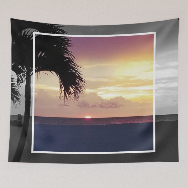 Item preview, Florida Beach Sunset with Palm Tree - Black and White designed and sold by JLCole.