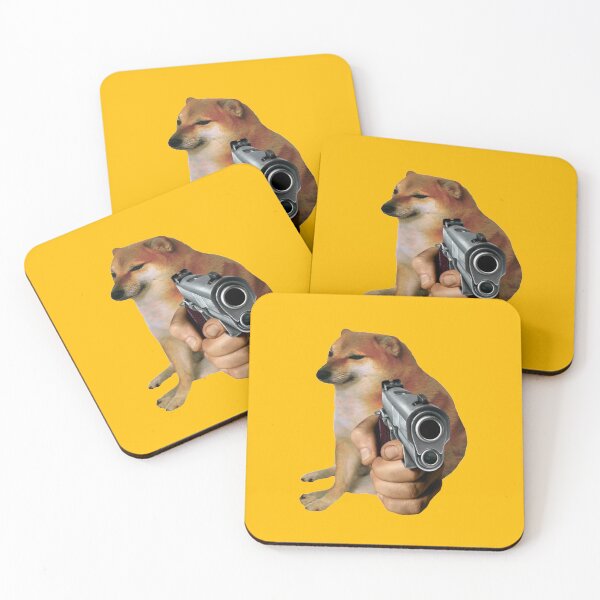 Cheems Doge Gun Posavasos (lote de 4)