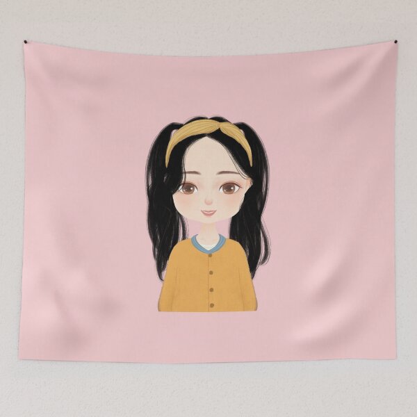 Item preview, Beautiful smiling girl drawing with two tails and ribbon in her hair designed and sold by chicsignzodiac.