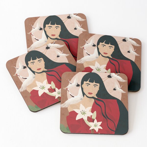Item preview, Hanako - Japanese woman and cranes illustration (day) designed and sold by odhara.