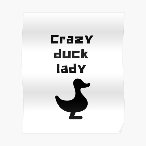 Beware Crazy Duck Lady Wall Art Panel Frame Funny Animal 