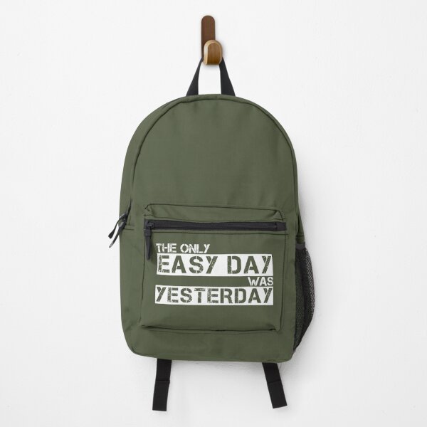 Item preview, The only easy day was yesterday White, green - motivational designed and sold by Honest-Quotes.
