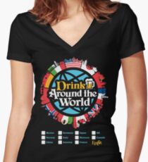 Drink Around the World - EPCOT Checklist v1 Women's Fitted V-Neck T-Shirt