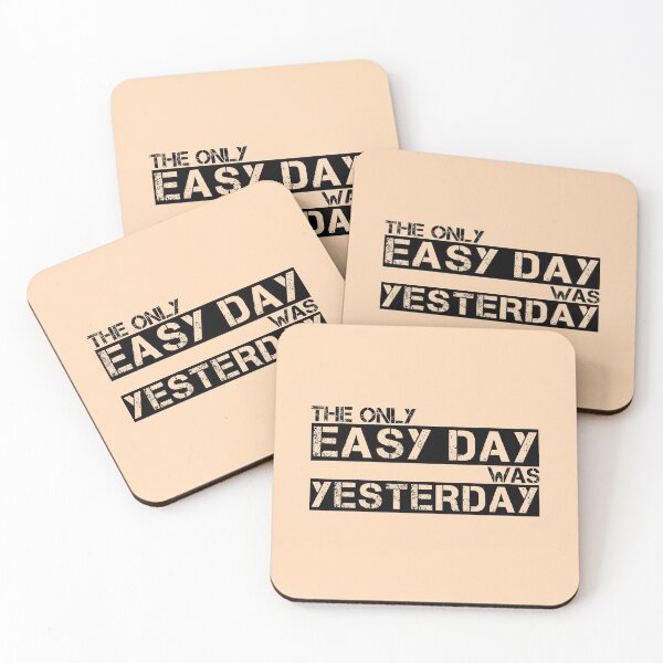 Item preview, The only easy day was yesterday Black, tan - motivational designed and sold by Honest-Quotes.