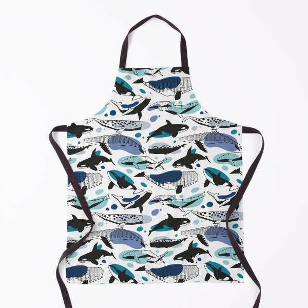 Item preview, Whales joyful song // white background pastel denin and classic blue teal aqua and white and black geometric sea animals designed and sold by SelmaCardoso.