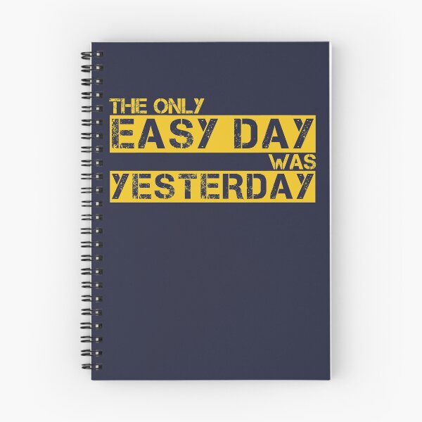 Item preview, The only easy day was yesterday Gold/Yellow, navy blue - motivational designed and sold by Honest-Quotes.