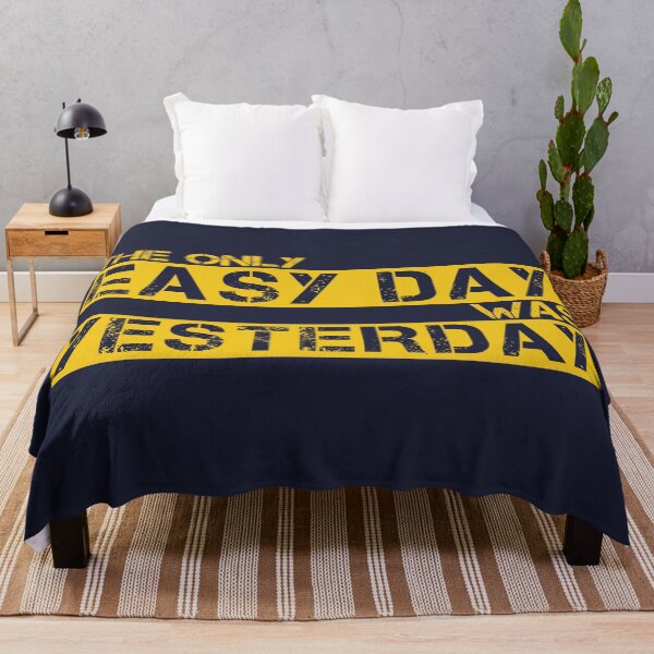 Item preview, The only easy day was yesterday Gold/Yellow, navy blue - motivational designed and sold by Honest-Quotes.