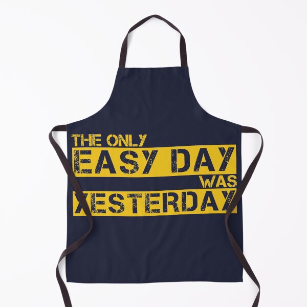 Item preview, The only easy day was yesterday Gold/Yellow, navy blue - motivational designed and sold by Honest-Quotes.