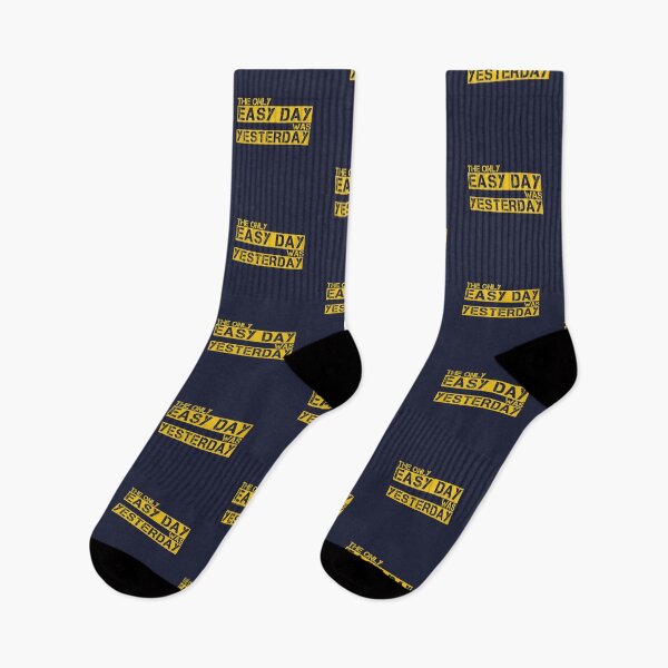 Item preview, The only easy day was yesterday Gold/Yellow, navy blue - motivational designed and sold by Honest-Quotes.