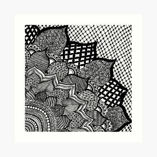 Big mandala, black and white, aesthetic, zentangle, artwork