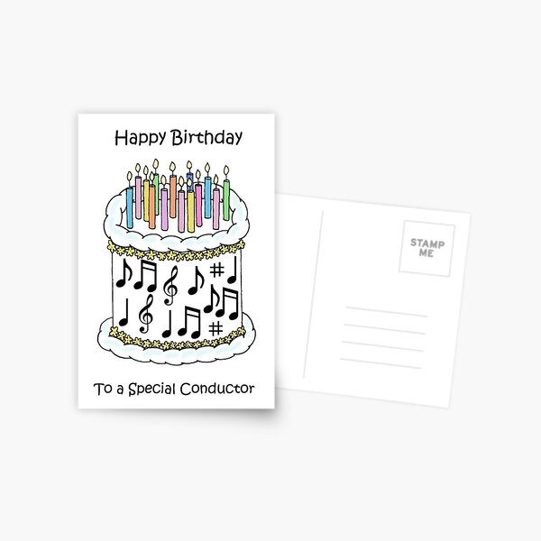 Carte Postale Joyeux Anniversaire Au Gateau Et Aux Bougies De Musicien Prefere Par Katetaylor Redbubble