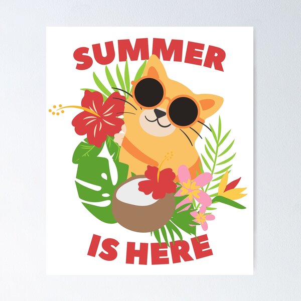Item preview, Summer Is Here Cat With Sunglasses designed and sold by curledup-cat.