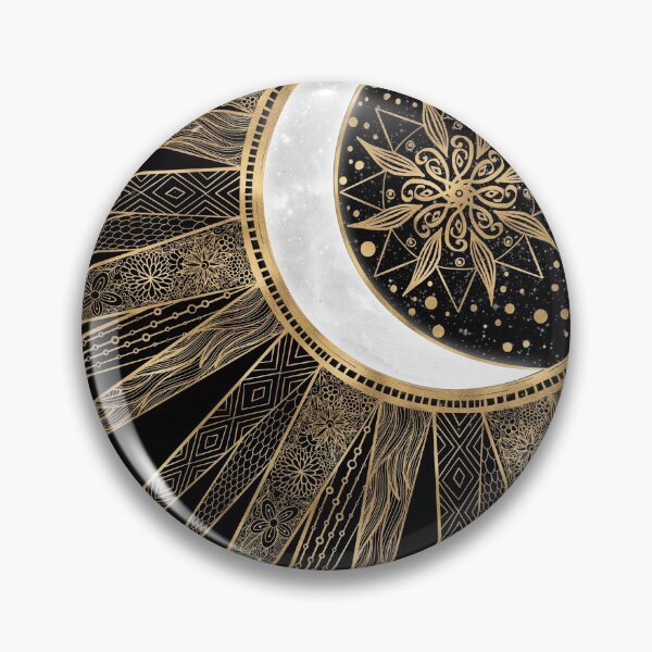 Item preview, Mystic Black Gold Sun Moon Mandala designed and sold by NdesignTrend.