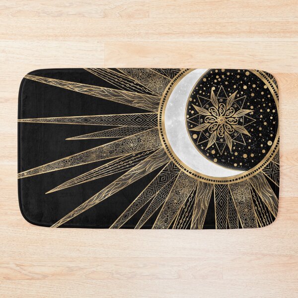 Item preview, Mystic Black Gold Sun Moon Mandala designed and sold by NdesignTrend.