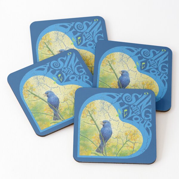 Item preview, Singing Bluebird in a field of Mustard - "Sing with all your Heart" designed and sold by Carye VanDerPol Mahoney.