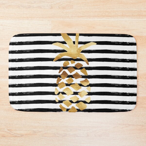 Item preview, Pineapple & Stripes - Gold on Black and White designed and sold by fancyashell.