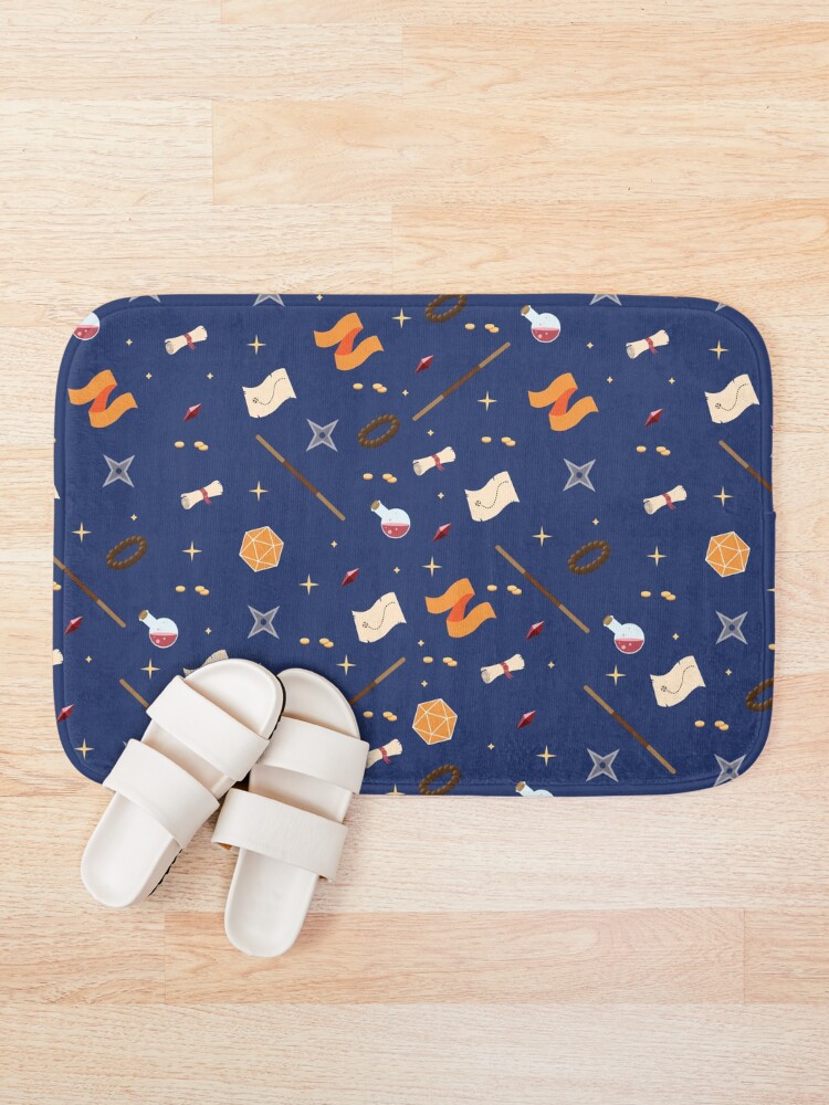 Thumbnail 1 of 6, Bath Mat, Monk Pattern designed and sold by MagicCatSmudge.