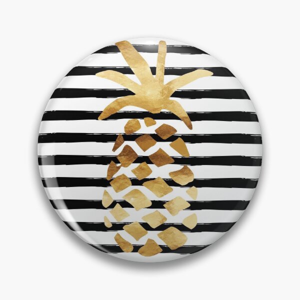 Item preview, Pineapple & Stripes - Gold on Black and White designed and sold by fancyashell.