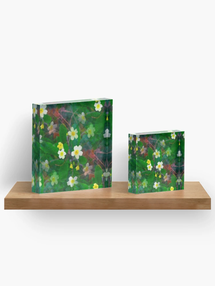 Thumbnail 3 of 5, Acrylic Block, Primroses Spring Flower Pattern designed and sold by DesignsofNote.