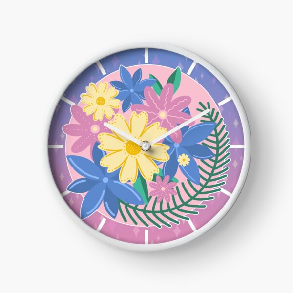 Flowers and Sparkles Wreath Clock