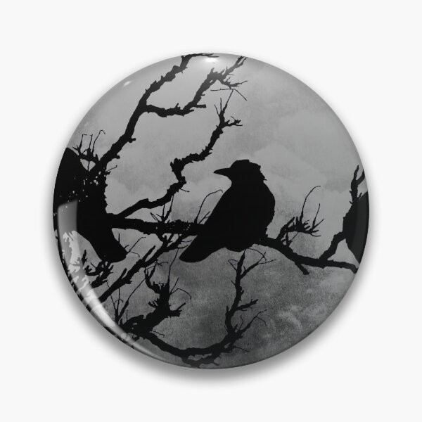 Item preview, Crows Birds on Branch Yellow Stormy Sky Gothic Art A526 designed and sold by byNicol.