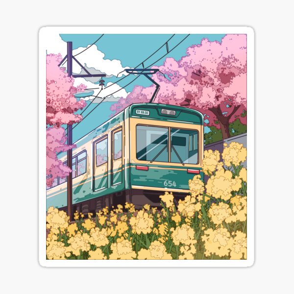 Item preview, The Japanese train and the spring traveling  designed and sold by AnGoArt.