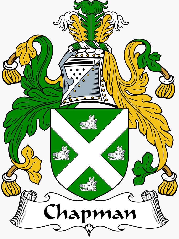"Chapman Coat of Arms / Chapman Family Crest" Sticker for Sale by