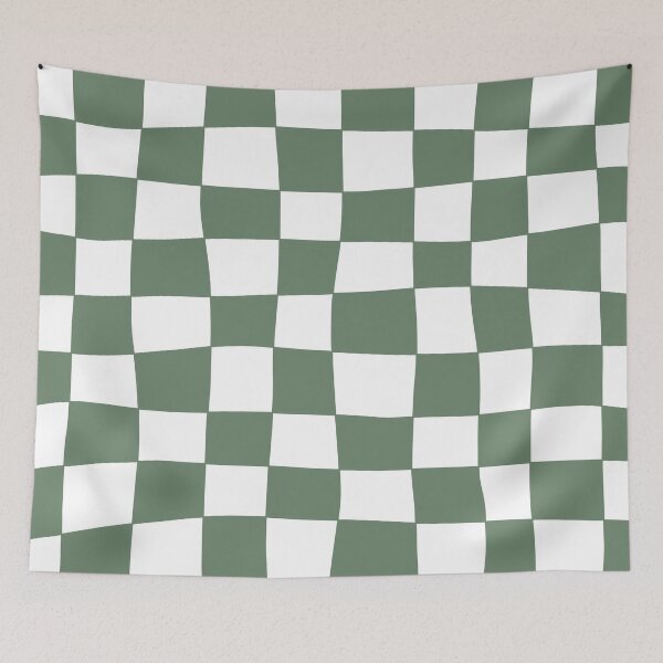 Item preview, Hand Drawn Checkerboard Pattern (sage green/white) designed and sold by Design Minds Boutique.