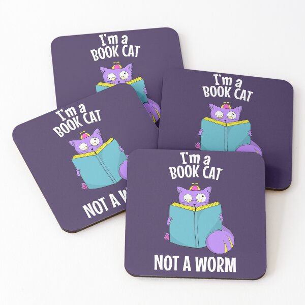 Artikelvorschau, Lila Katze Mollige Katze Ich bin eine Buchkatze, kein Wurm entworfen und verkauft von Cat N' Doodles.