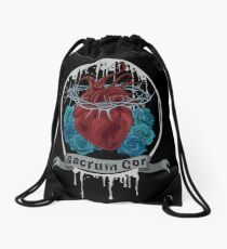 Sacred black heart Drawstring Bag
